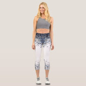 Leggings Capri Marine Blue Grunge Denim Texture | (Recto)