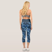Leggings Capri Marine Denim Fleur Tropicale Imprimer Capri Pantal (Verso)
