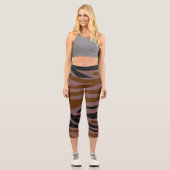 Leggings Capri Marron rayé néon noir (Recto)