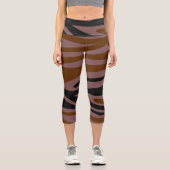 Leggings Capri Marron rayé néon noir (Recto)