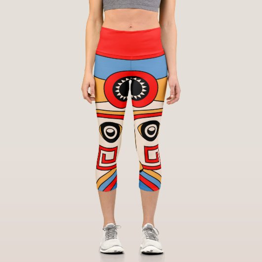 Leggings Capri Masque Tiki traditionnel (Recto)