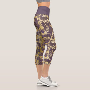 Leggings Capri Masques mascarades mardi Gras Gold et violet