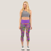 Leggings Capri Masques masqués de Mardi Gras Purple (Recto)