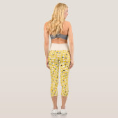 Leggings Capri Matrice de points - Crème jaune noir-AVEC TEXTE (Verso)
