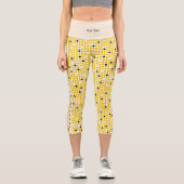 Leggings Capri Matrice de points - Crème jaune noir-AVEC TEXTE (Recto)