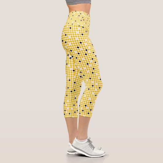 Leggings Capri Matrice de points - Crème jaune noir-SANS TEXTE (Droite)