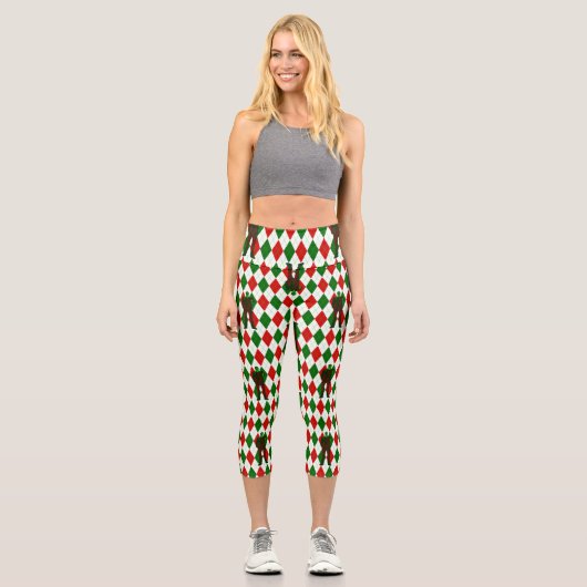 Leggings Capri mauvais Noël frankenstein Jacquard plaid (Recto)
