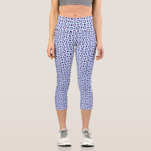 Leggings Capri Maz Teardrops Abstrait Marine Sky Blue Blanc