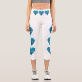 Leggings Capri Mérou - Cœurs bleus, disposés verticalement | (Recto)