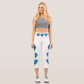 Leggings Capri Mérou - Cœurs bleus, disposés verticalement | (Recto)