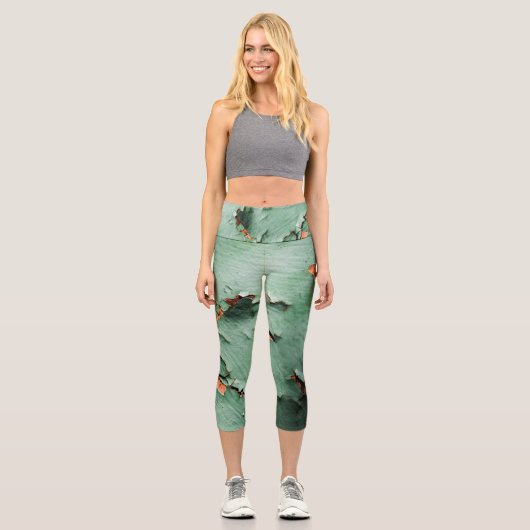 Leggings Capri métal rouillé brun turquoise cool (Recto)