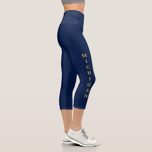 Leggings Capri Michigan Gold Lettering Blue (Droite)