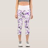 Leggings Capri Midnight Warrior: Black & Purple Camo Yoga Capris (Recto)