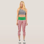 Leggings Capri MIEUX ! Capris haut taille - Rouge & Blanc Vert (Recto)