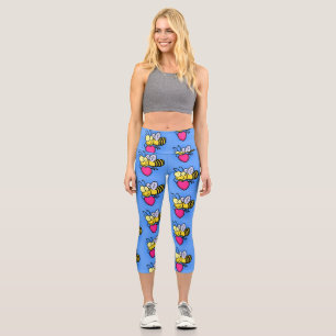 Leggings Capri Mignonne illustration de bande dessinée d'abeille