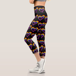 Leggings Capri Mignonne LGBT Rainbow Hearts Gay pride Motif LGBTQ