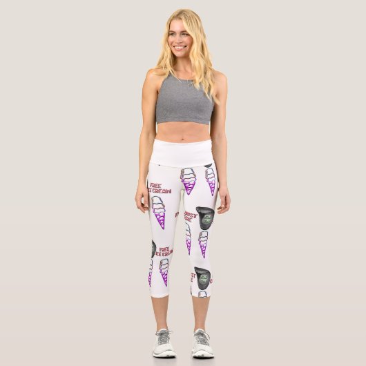 Leggings Capri Mikitiez crème glacée gélato roulette pierre vert (Recto)