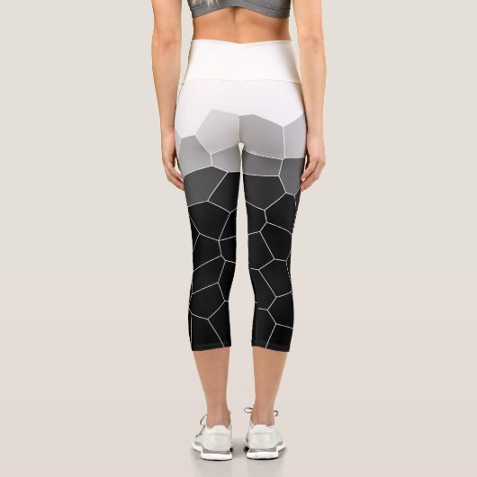 Leggings Capri Minimalisme Abstrait Art Grey Cellules Blanches (Verso)