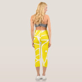 Leggings Capri Minimalisme Abstrait Art Motif Jaune Blanc (Verso)