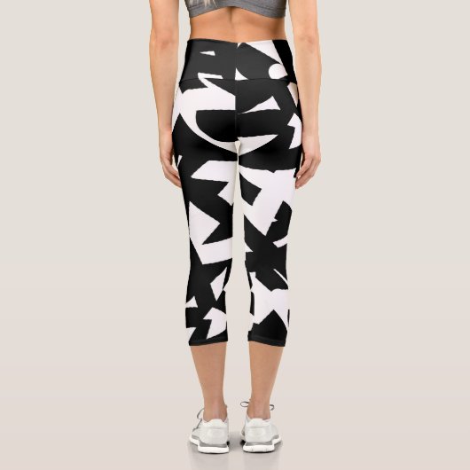 Leggings Capri Minimalisme Abstrait Art Motif noir blanc (Verso)