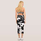 Leggings Capri Minimalisme Abstrait Art Motif noir blanc (Verso)