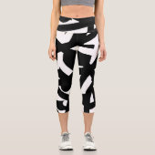 Leggings Capri Minimalisme Abstrait Art Motif noir blanc (Recto)