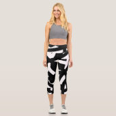 Leggings Capri Minimalisme Abstrait Art Motif noir blanc (Recto)