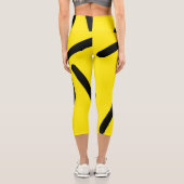 Leggings Capri Minimalisme Abstrait Art Motif Noir Jaune (Verso)