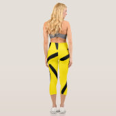 Leggings Capri Minimalisme Abstrait Art Motif Noir Jaune (Verso)