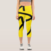 Leggings Capri Minimalisme Abstrait Art Motif Noir Jaune (Recto)