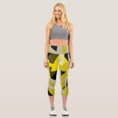 Leggings Capri Minimalisme Abstrait Art Motif noir jaune blanc (Recto)