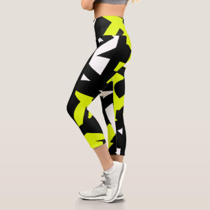 Leggings Capri Minimalisme Abstrait Art Motif noir jaune blanc