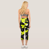 Leggings Capri Minimalisme Abstrait Art Motif noir jaune blanc (Verso)