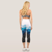 Leggings Capri Minimalisme Art Abstrait Bleu Cellules Blancs (Verso)