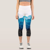 Leggings Capri Minimalisme Art Abstrait Bleu Cellules Blancs (Recto)