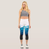Leggings Capri Minimalisme Art Abstrait Bleu Cellules Blancs (Recto)