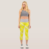 Leggings Capri Minimalisme Art Abstrait Jaune Gris Blanc Capri Le (Recto)