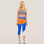 Leggings Capri Minimalisme Art Abstrait Pastel Orange Bleu (Recto)