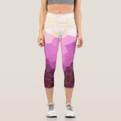 Leggings Capri Minimalisme Art Abstrait Violet Rose Cellules Blan (Recto)