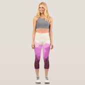 Leggings Capri Minimalisme Art Abstrait Violet Rose Cellules Blan (Recto)
