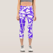 Leggings Capri Minimalisme blanc bleu lavande d'art Abstrait (Recto)