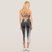 Leggings Capri Minimalisme d'art Abstrait Gris Lignes blanches (Verso)