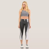 Leggings Capri Minimalisme d'art Abstrait Gris Lignes blanches (Recto)