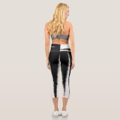 Leggings Capri Minimalisme d'art Abstrait Lignes blanches noires (Verso)