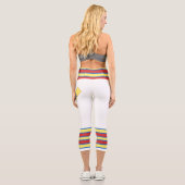 Leggings Capri Minimalist, Five Retro Stripes, Blue Red Yellow on (Verso)