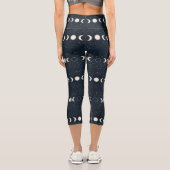 Leggings Capri Minimalist Lunar Phases Pattern with Stars and Nig (Verso)