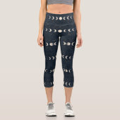 Leggings Capri Minimalist Lunar Phases Pattern with Stars and Nig (Recto)