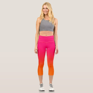 Leggings Capri Minimaliste Moderne Dégradé Rose Clair et Orange