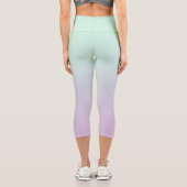 Leggings Capri Mint Esthétique Pastel Et Ombre Gradient Lilac (Verso)