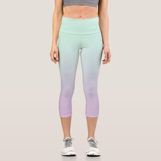 Leggings Capri Mint Esthétique Pastel Et Ombre Gradient Lilac (Recto)